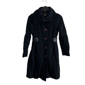 Mackage Black Pea Coat with Tailored Fit and Notched Lapel